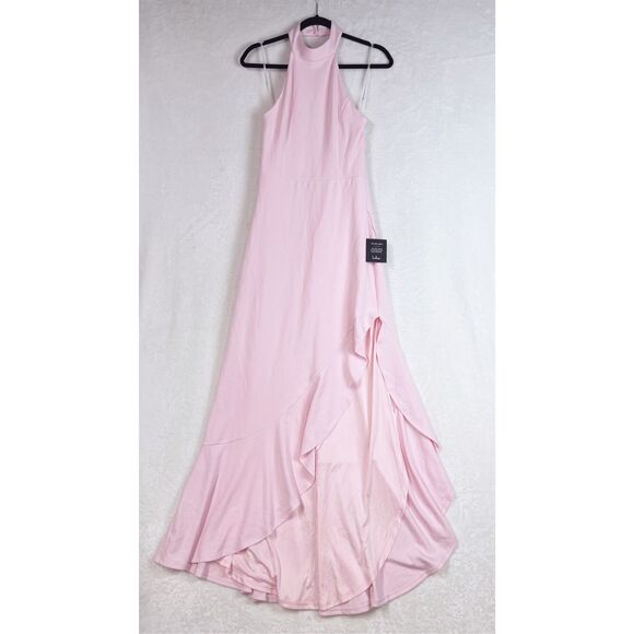 Lulus Majestic Perfection Light Pink Ruffled Halter Maxi Dress Size M NWT - Picture 5 of 9